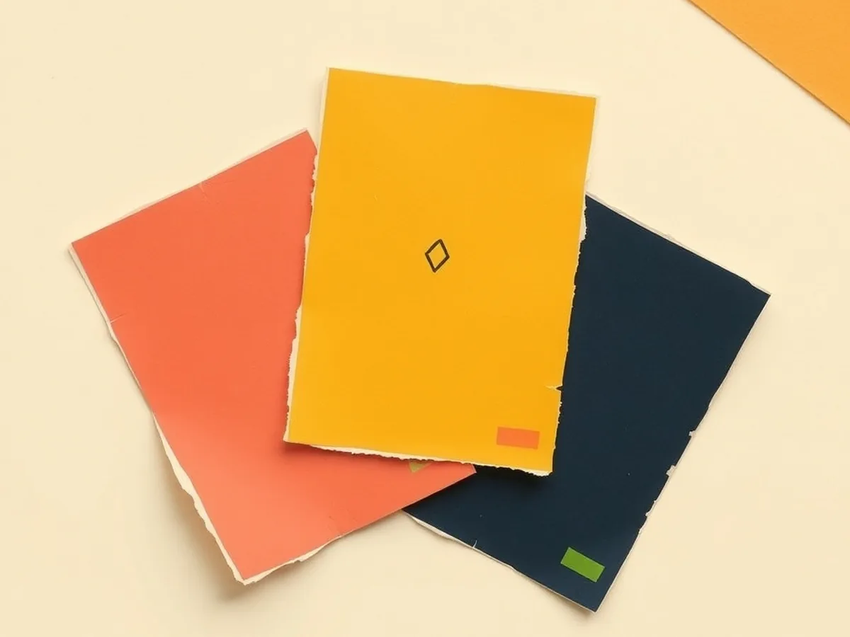 Three fanned torn-paper cards in coral, mustard, and navy representing the three-day AI back-to-school lesson sequence for grades 6-8