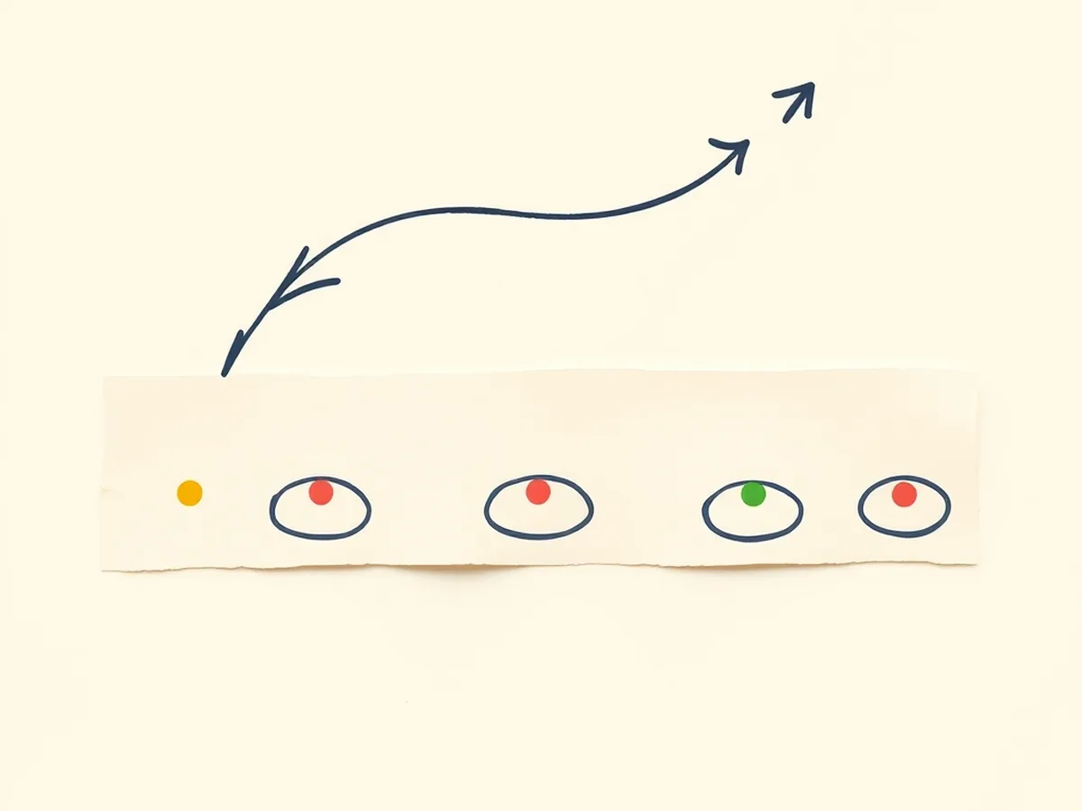 Stepping-stone shapes progressing left to right with coral and green markers, symbolizing a multi-day AI career readiness unit