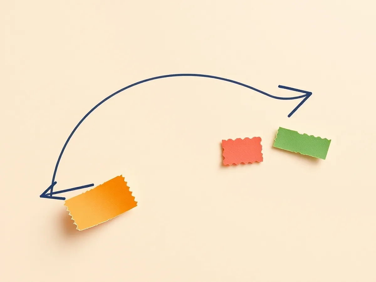 Curved navy arrow with three color-coded paper markers and a clock outline, showing phased flow of a 50-minute AP US History lesson