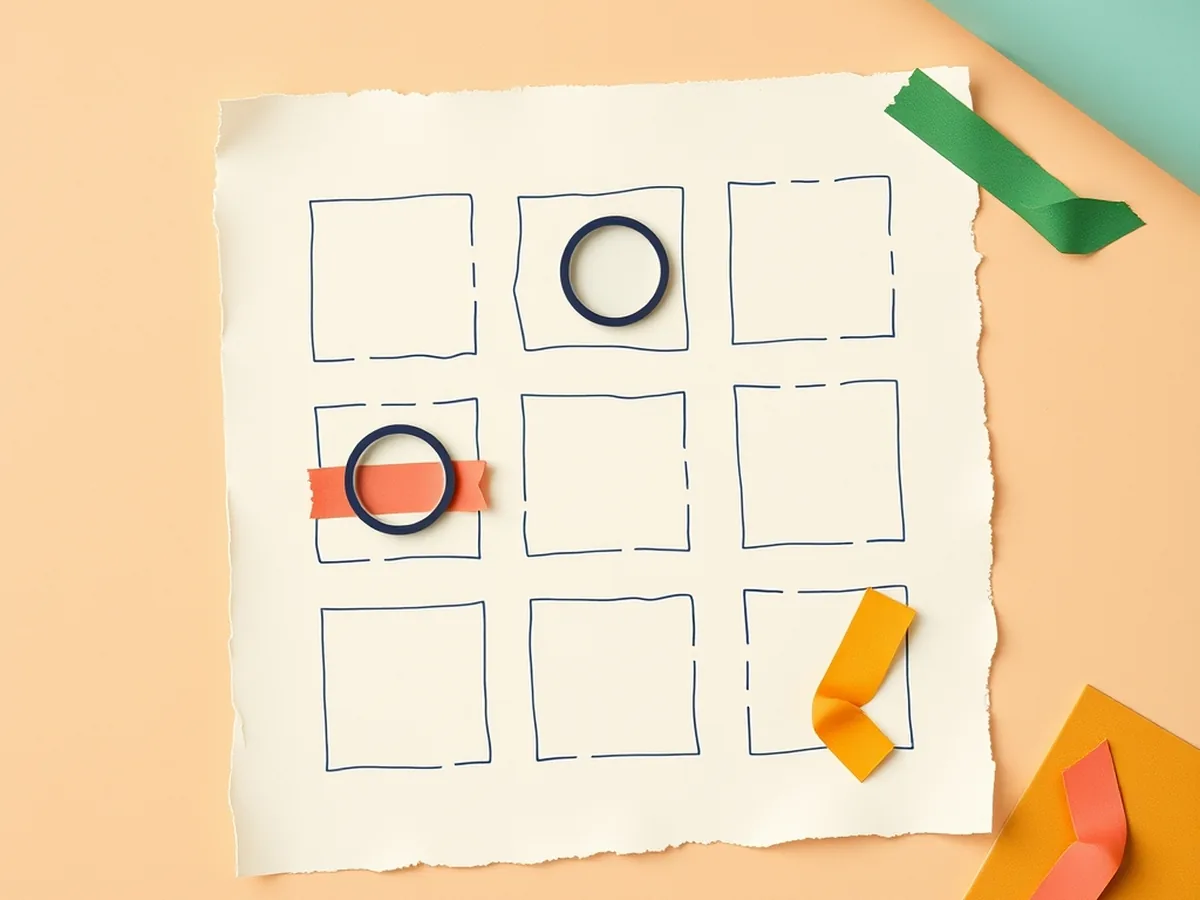 Paper simulation board grid with token rings and washi tape for an unplugged economics price-setting activity