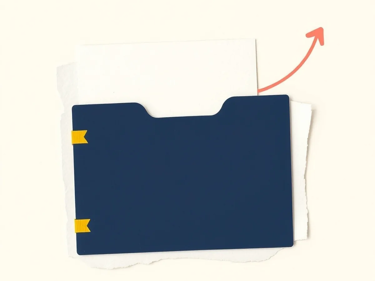 Flat folder outline with a sweeping coral arrow curving outward, representing data-driven instructional planning after an AI literacy pre-assessment