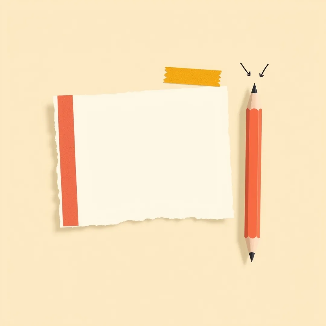 Torn-paper formula card beside a flat coral pencil shape and navy globe-arc doodle representing cross-subject classroom use