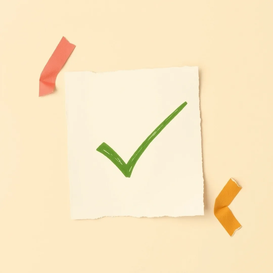 Cream card with a bold green checkmark doodle and coral tape accents — all non-negotiables checked for a ready AI sub lesson
