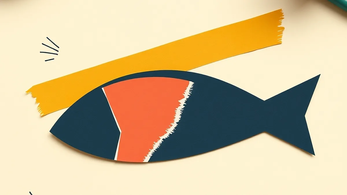 Paper collage illustration of a bold animal-silhouette cutout on a cream lab surface, representing AI unplugged activities for middle school science