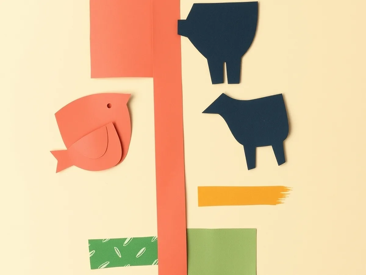 Abstract paper animal silhouettes sorted into two groups by a coral divider line, illustrating the machine learning classifier card sort activity
