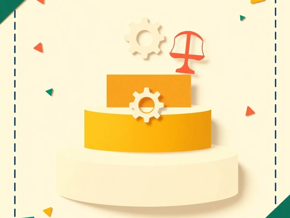 Three-tier cut-paper platform illustration showing foundational, applied, and ethical vocabulary levels in mustard and coral