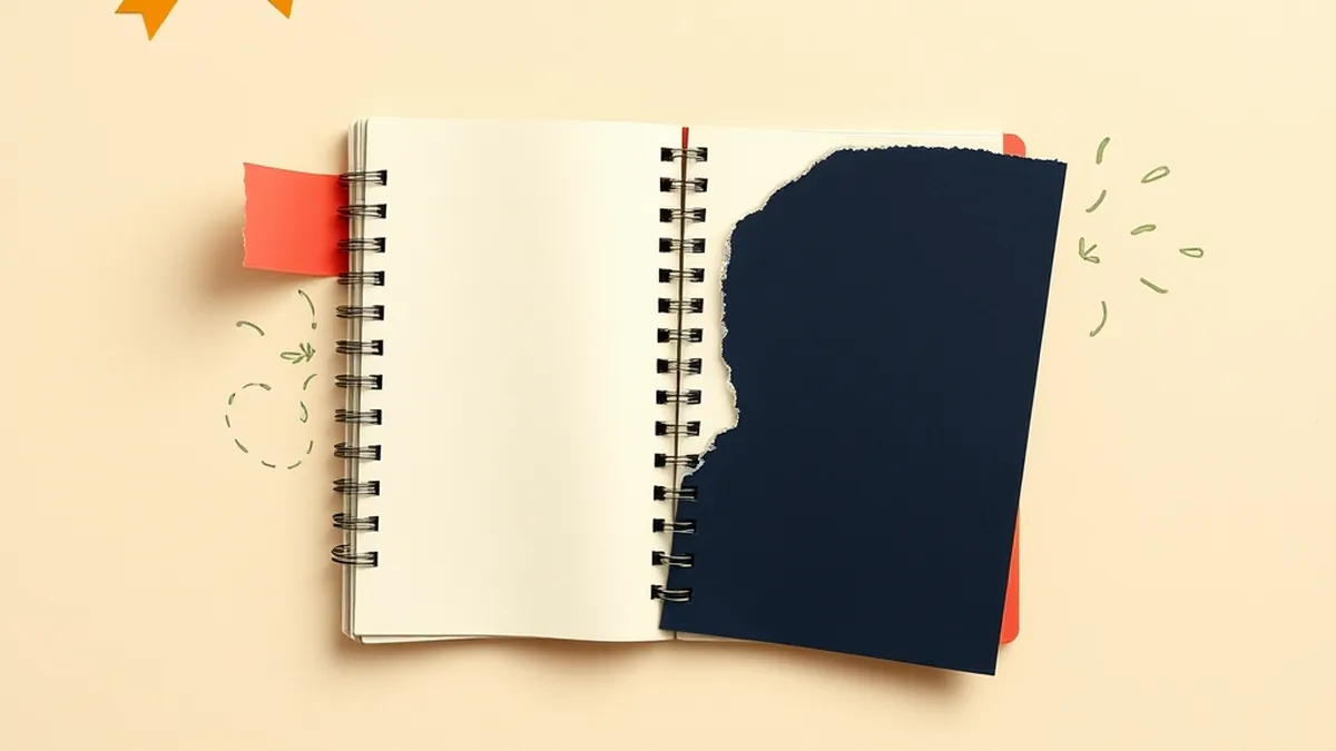 Torn paper desk scene showing a vocabulary card pinned above a grade-book — AI warm up activities middle school bell ringer routine