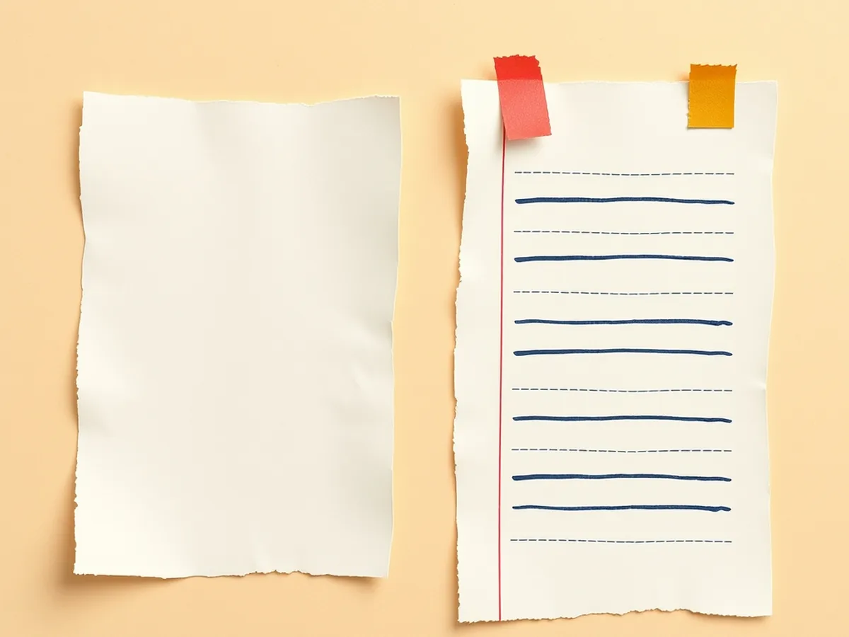 Cream paper with five labeled time blocks in coral and navy, arranged as a vertical schedule for a 45-minute lesson period