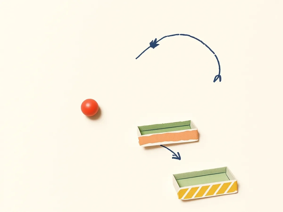 Three diverging navy arrow doodles branching from a coral push-pin toward green, mustard, and coral paper trays, representing the Accept Revise Reject protocol