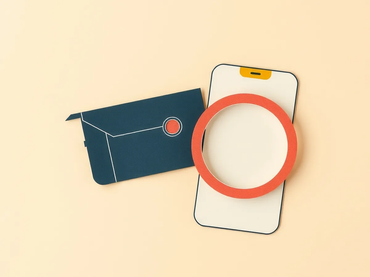 Paper-cutout CCTV camera with a coral prohibition ring and a mustard phone silhouette, showing where facial recognition appears and is restricted