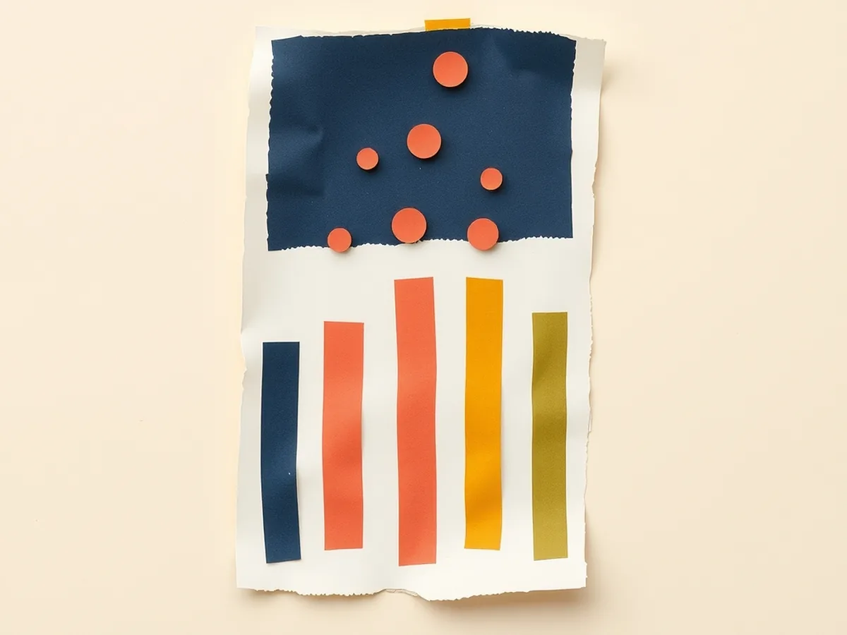 Illustrated torn-paper card with a row of vertical bars and floating coral dots above the peaks, representing how Shazam extracts a song's audio fingerprint