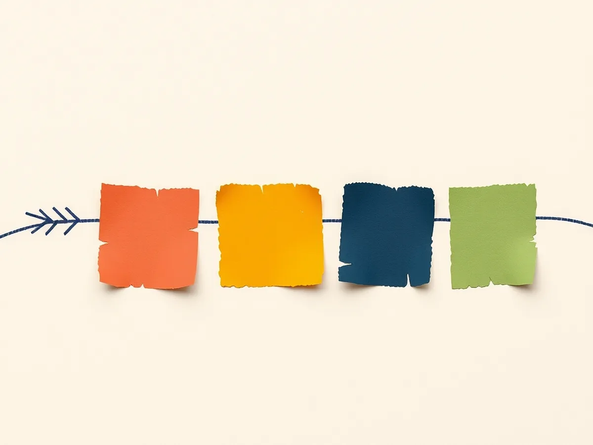Four colored paper relay stations with a folded slip passing through — unplugged AI translation activity