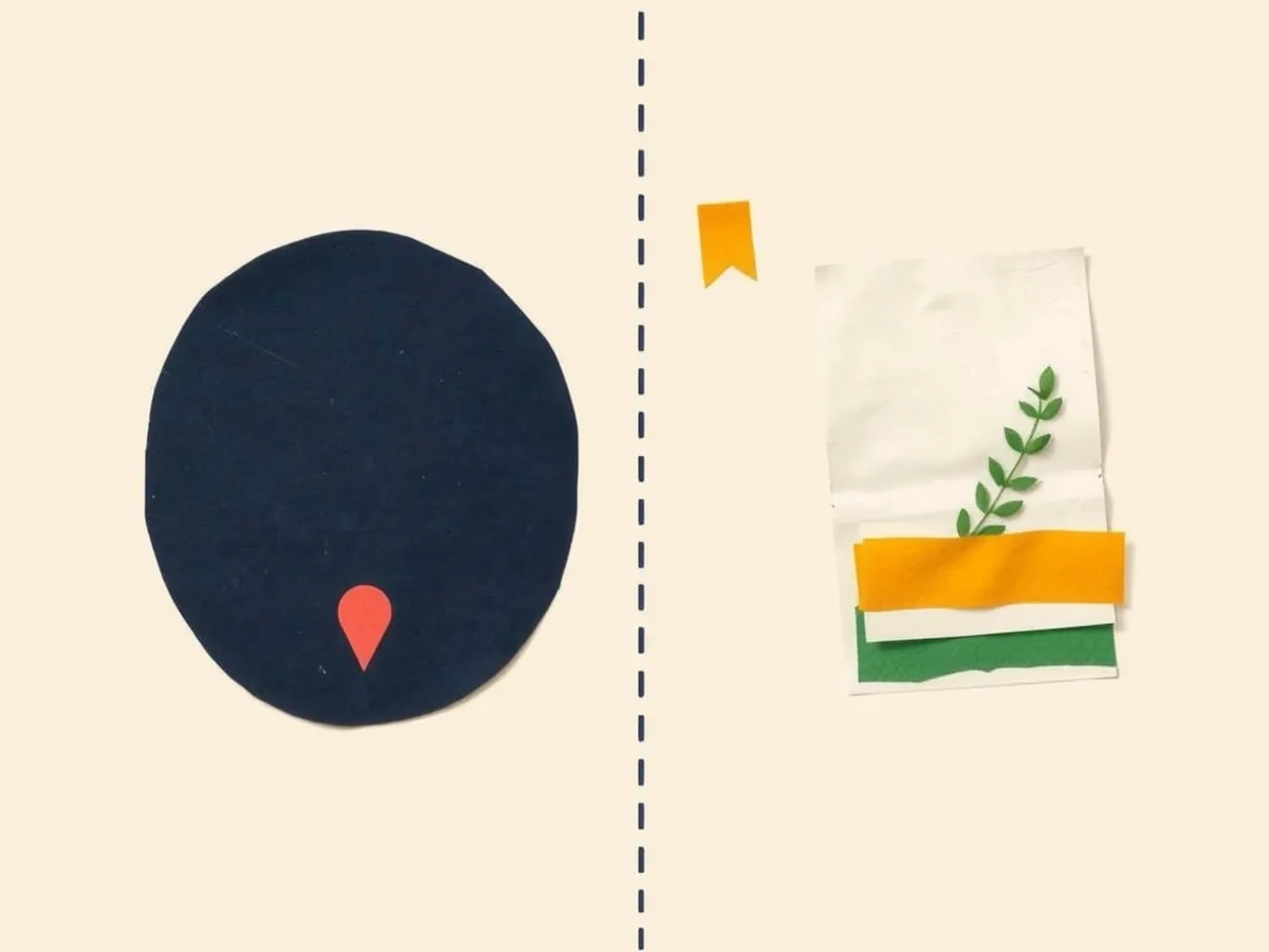 Two paper panels with a coral location-pin and green checkmark on stacked cards contrasting face detection and recognition in AR filters