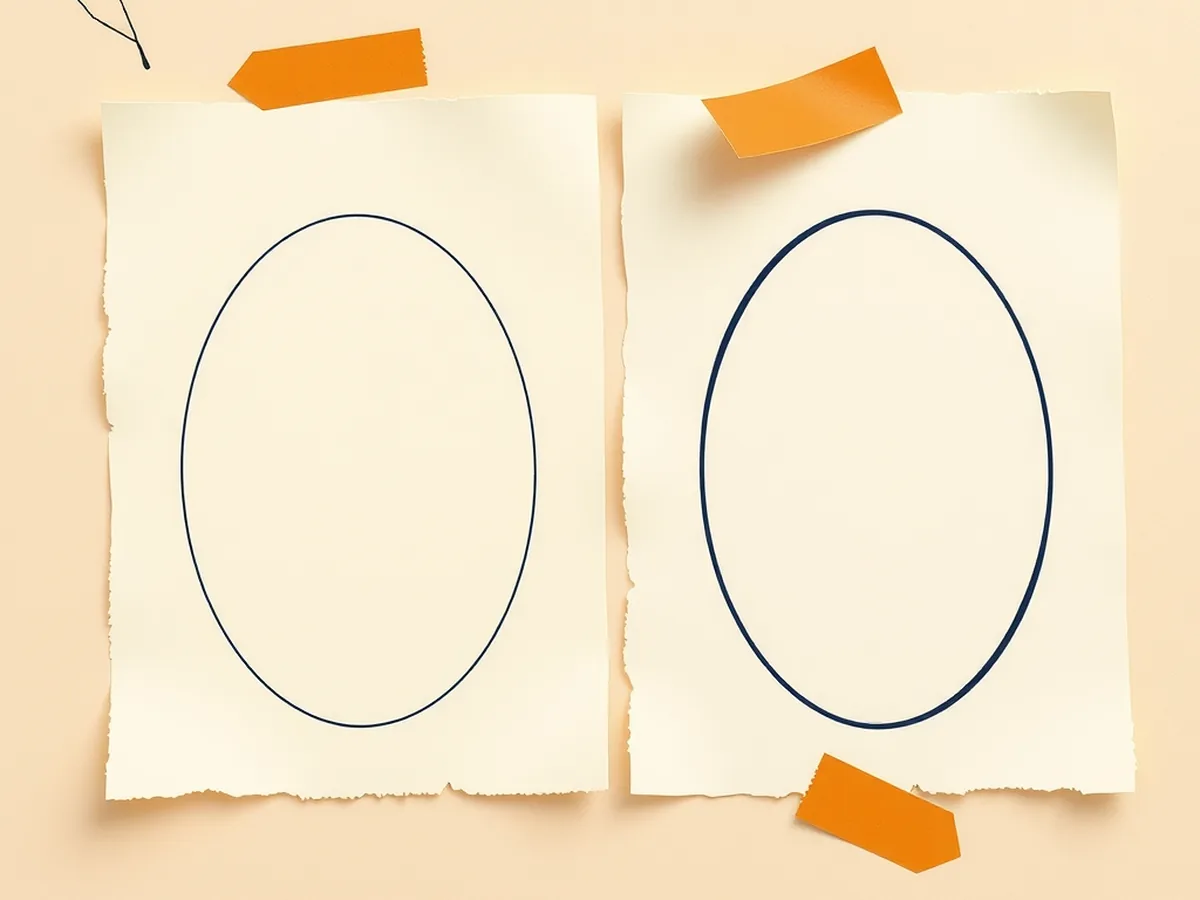 Mirrored oval paper outlines with interlocking arrows showing generator-discriminator synthesis in Bold Glamour AR filters