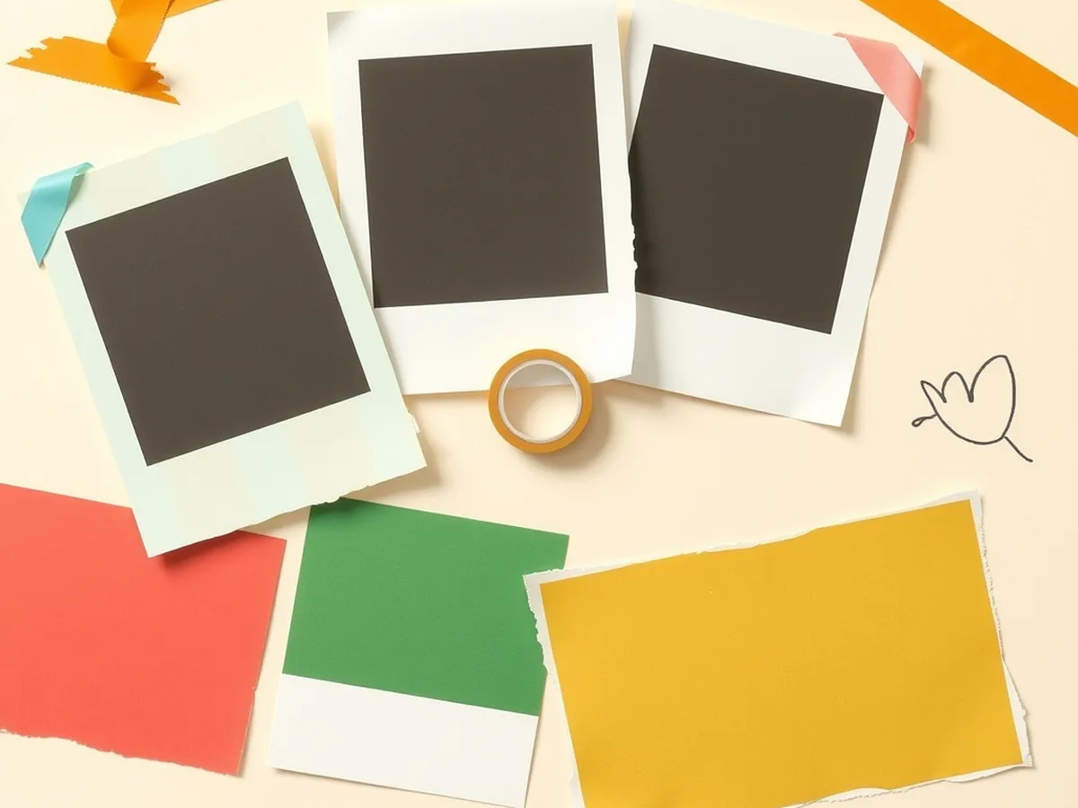 Color-block sorting cards and torn photo-frame cards on a cream desktop, representing a no-device camera pipeline card-sort activity