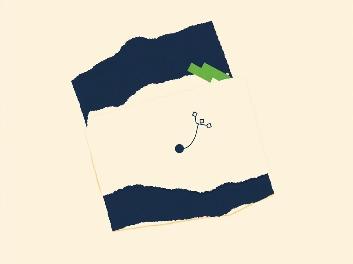 Three cascading torn-paper sheets in navy, coral, and green showing a differentiated question bank across recall, inference, and synthesis levels