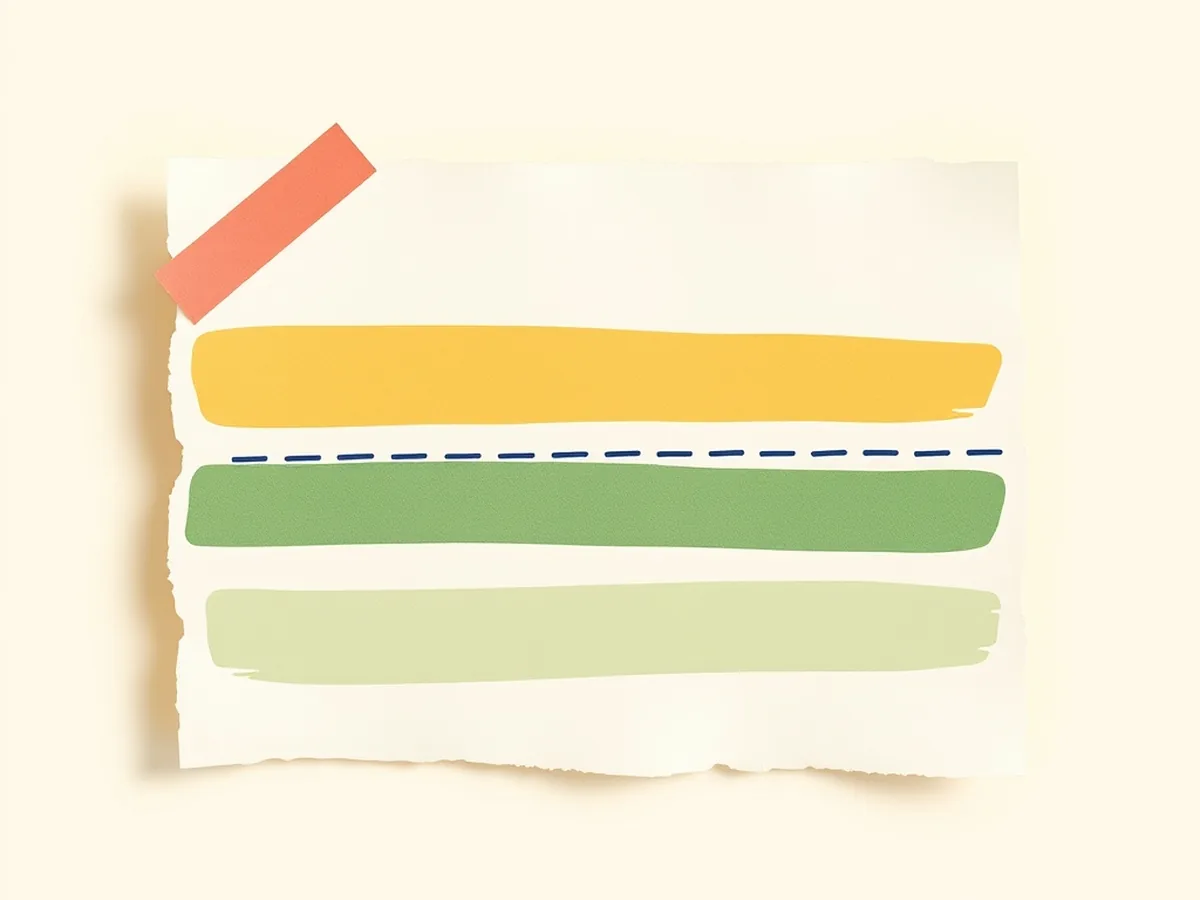 Torn paper card with three color-coded horizontal bands in coral, mustard, and green representing the three rhetorical appeals marked by students