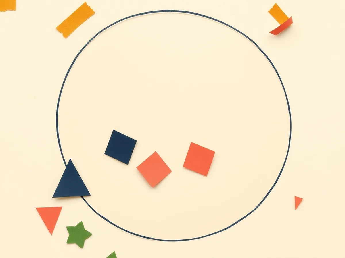 Bubble outline enclosing repeated shapes while varied shapes float outside, showing a social media filter bubble