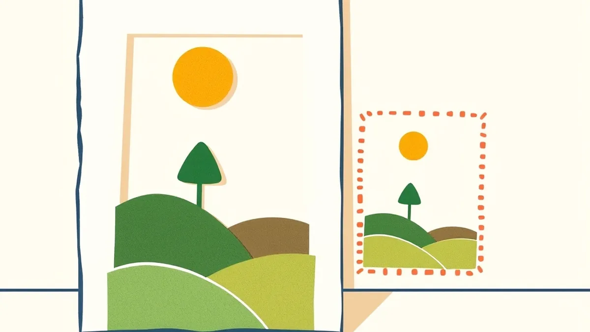 Two framed paper-cut landscape artworks, one a dashed coral copy, showing the AI-generated art ownership question for middle school