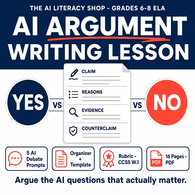 AI Argument Writing Lesson cover