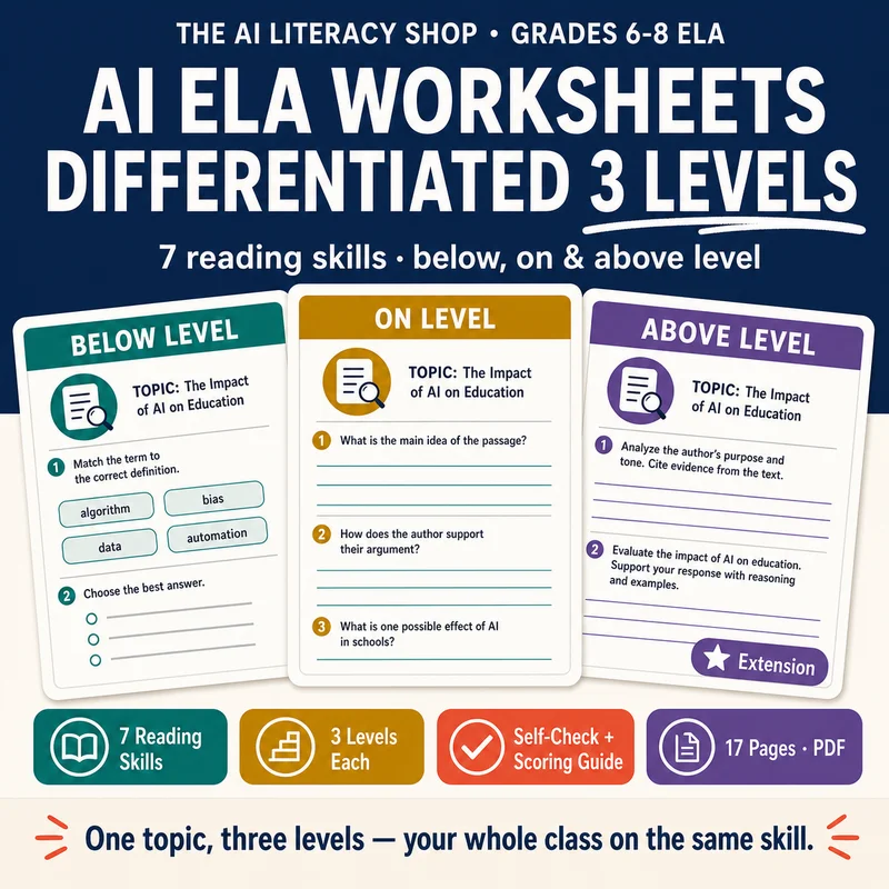 AI ELA Differentiated Worksheets cover