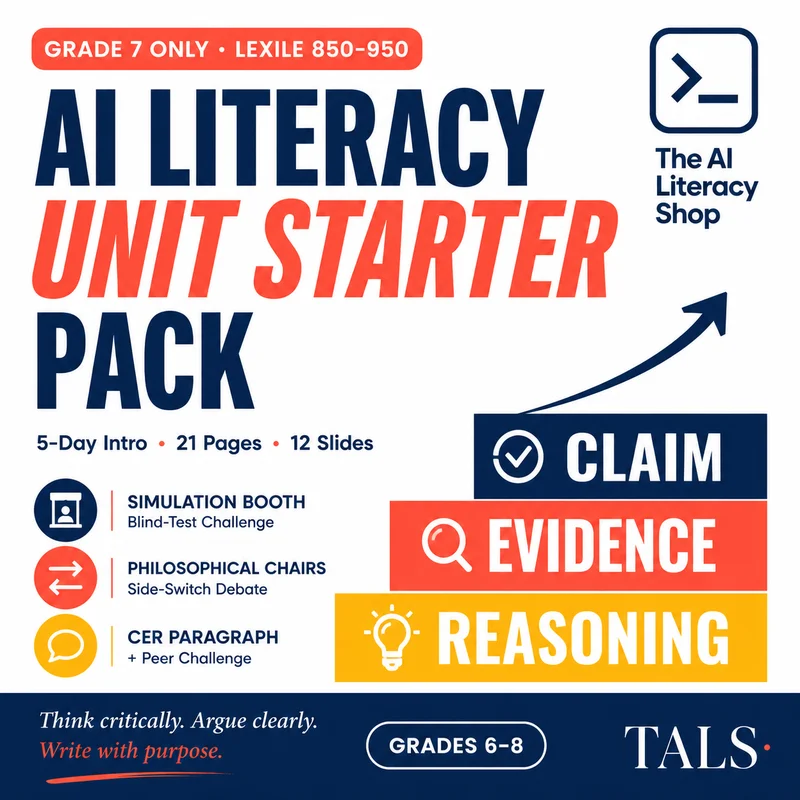 AI Literacy Unit Starter Pack Grade 7 cover
