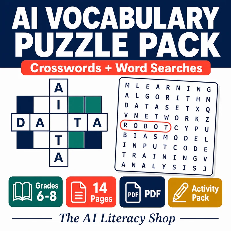 AI Vocabulary Crossword & Word Search Pack cover