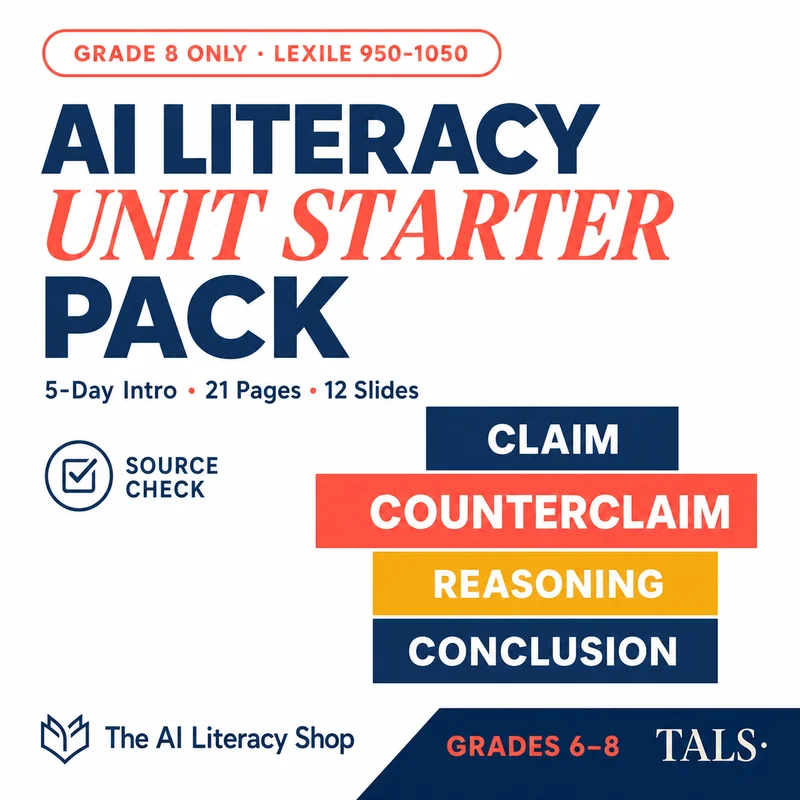AI Literacy Unit Starter Pack Grade 8 cover