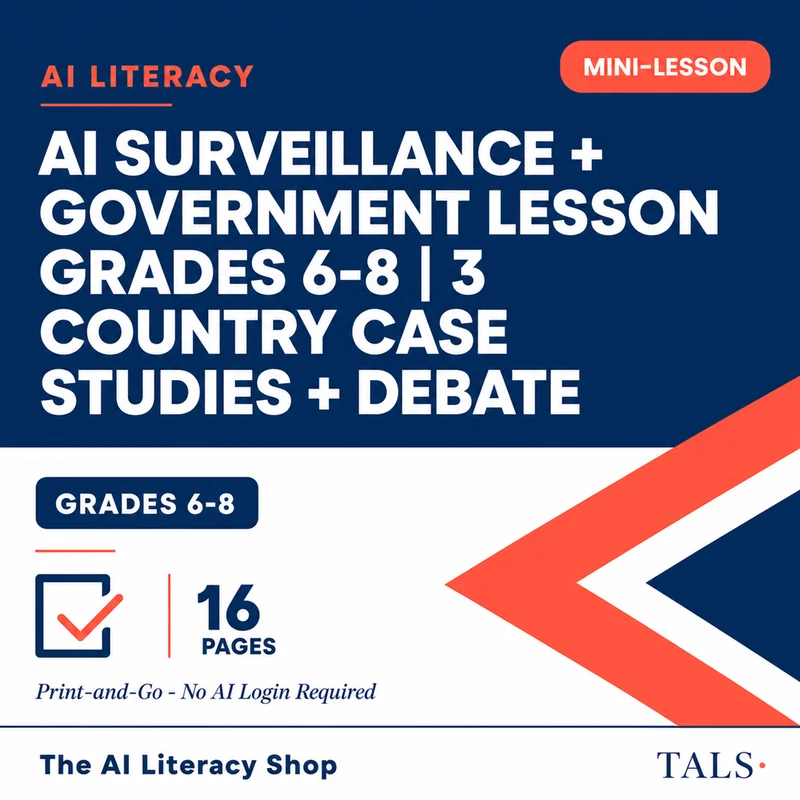 AI Surveillance + Government Lesson Grades 6-8 cover
