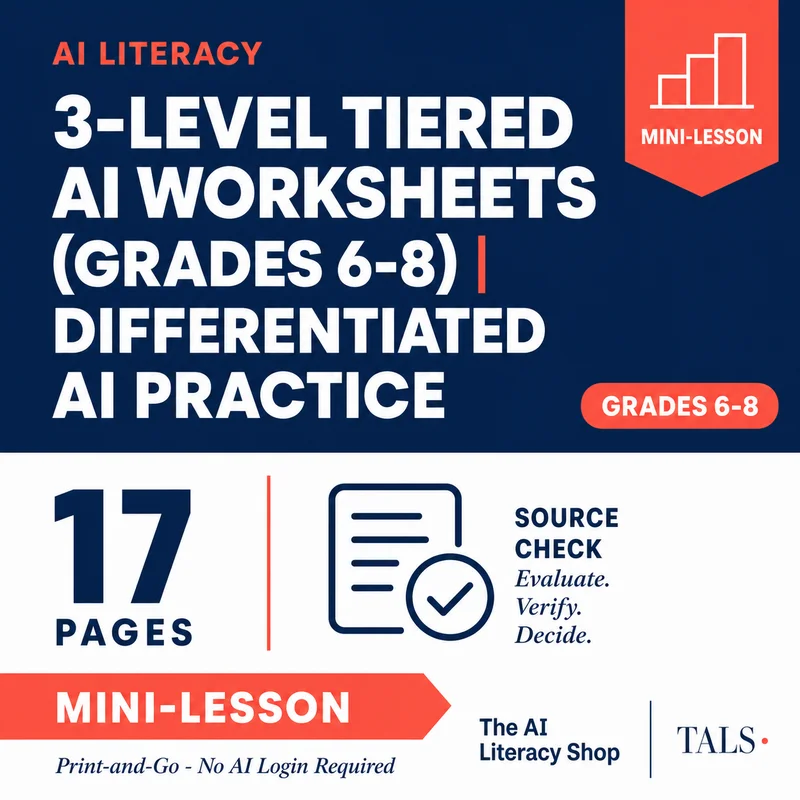 3-Level Tiered AI Worksheets (Grades 6-8) cover