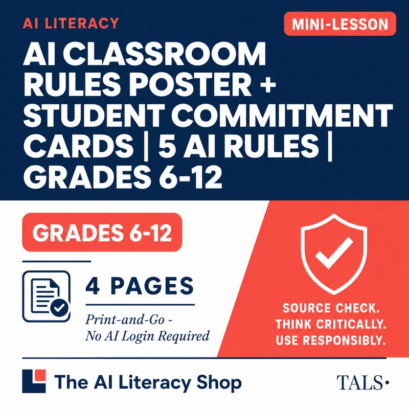 AI Classroom Rules Poster + Student Commitment Cards cover