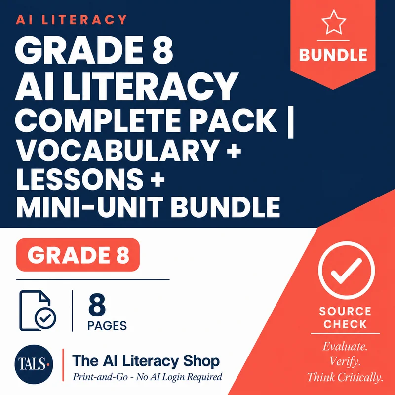 Grade 8 AI Literacy Complete Pack cover