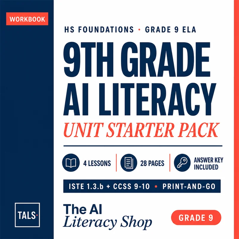 9th Grade AI Literacy Unit Starter Pack cover