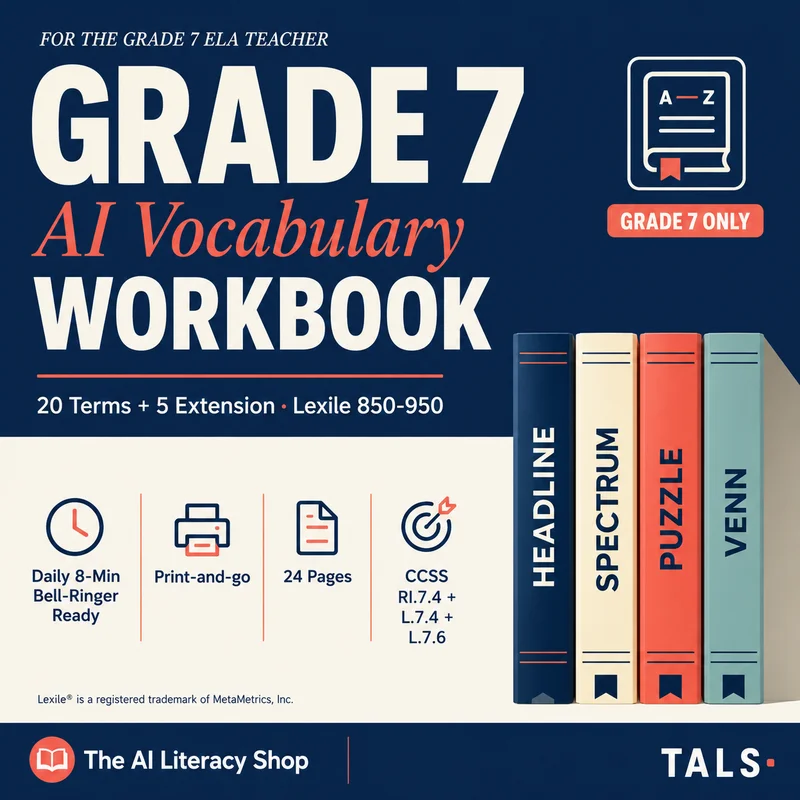 Grade 7 AI Vocabulary Workbook cover