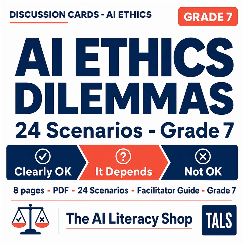 AI Ethics Dilemma Cards Grade 7 cover