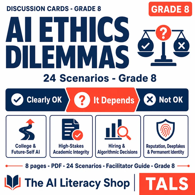 AI Ethics Dilemma Cards Grade 8 cover